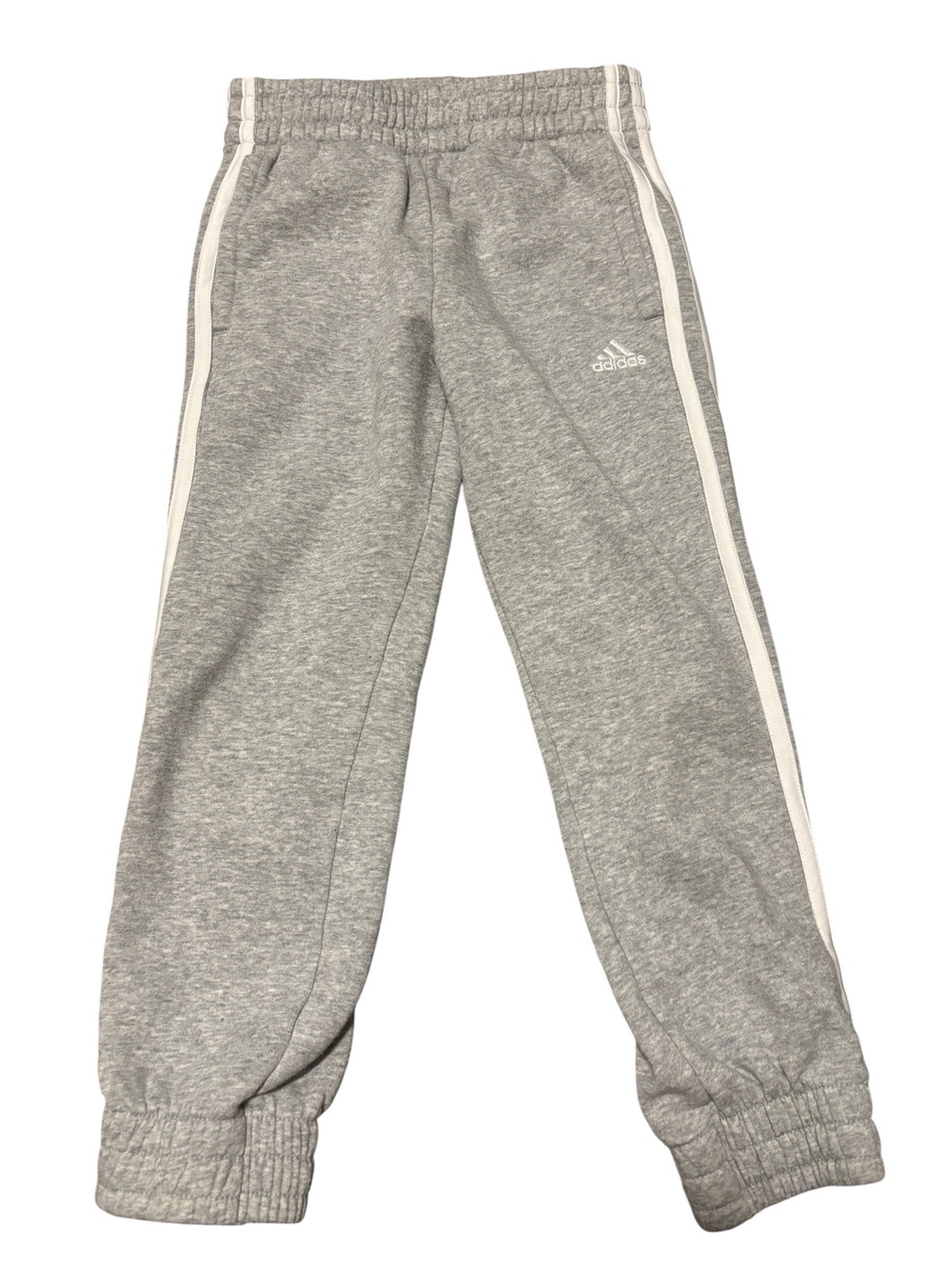 Adidas Kids XS Heather Gray Joggers with White Side Stripes 6/6X